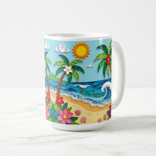 Palm Trees on the Beach  Kaffeetasse (VorderseiteRechts)