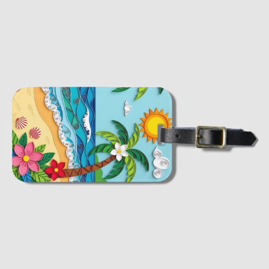 Palm Trees on the Beach Personalized Gepäckanhänger (Vorderseite (Horizontal))
