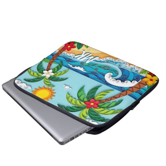 Palm Trees on the Beach Personalized Laptopschutzhülle (Vorne Knopf)