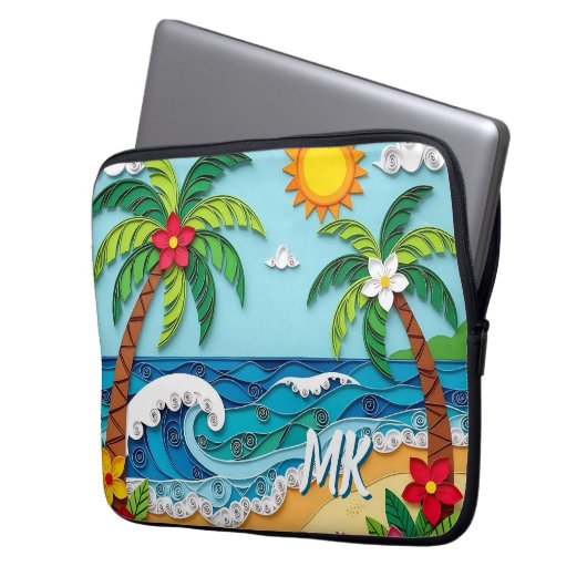 Palm Trees on the Beach Personalized Laptopschutzhülle (Vorderseite Links)