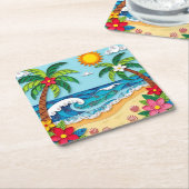 Palm Trees on the Beach  Rechteckiger Pappuntersetzer (angewinkelt)