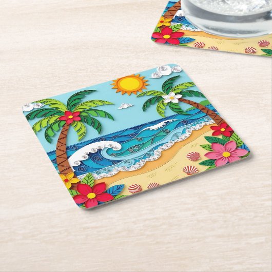 Palm Trees on the Beach  Rechteckiger Pappuntersetzer (angewinkelt)