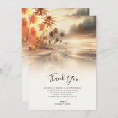 Palm Trees & Orange Sunset Beach Hochzeit Vielen D Einladung (Vorne/Hinten)