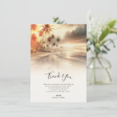 Palm Trees & Orange Sunset Beach Hochzeit Vielen D Einladung (Stehend Vorderseite)
