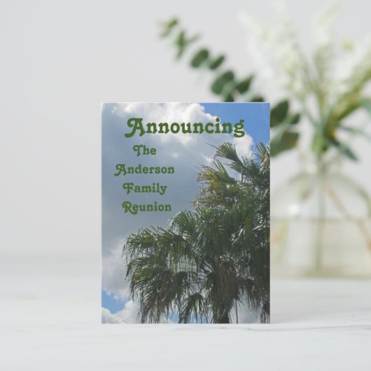 Palm Trees Paradise Family Wiedersehen Ankündigung Postkarte (Stehend Vorderseite)