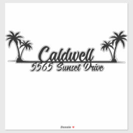Palm Trees Personalisiert Address Mailbox Sticker