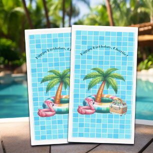 Palm Trees Pool Party Flamingo Geburtstagsparty Serviette