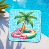 Palm Trees Pool Party Flamingo Getränkeuntersetzer