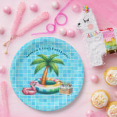 Palm Trees Pool Party Flamingo Pappteller (Party)