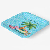 Palm Trees Pool Party Flamingo Pappteller (Gewinkelt)