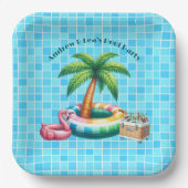 Palm Trees Pool Party Flamingo Pappteller (Vorderseite)