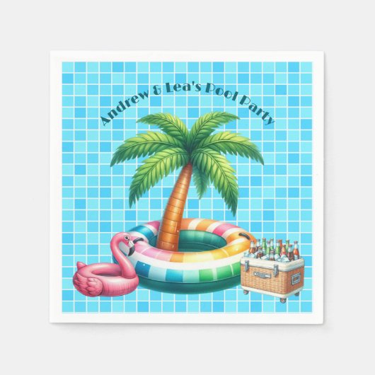 Palm Trees Pool Party Flamingo Serviette (Vorderseite)