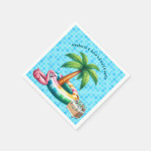 Palm Trees Pool Party Flamingo Serviette (Ecke)