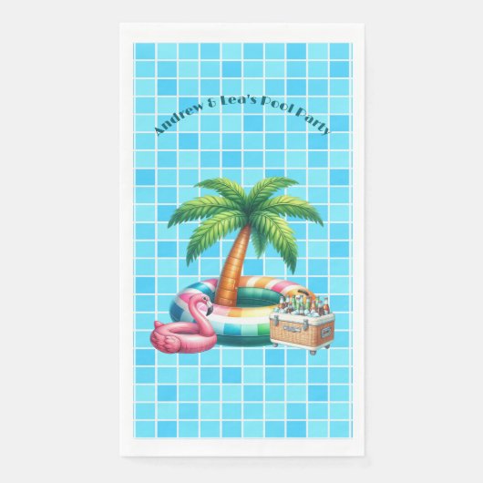 Palm Trees Pool Party Flamingo Serviette (Vorderseite)