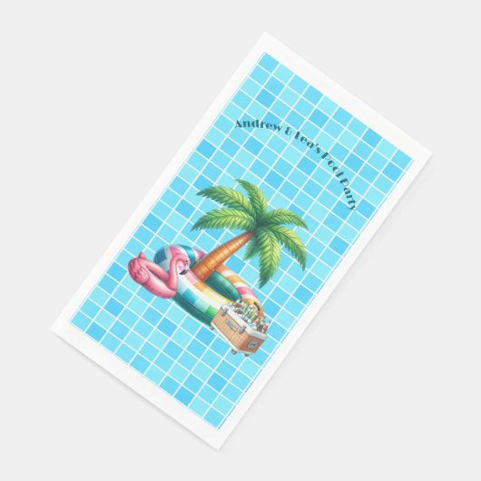 Palm Trees Pool Party Flamingo Serviette (Ecke)