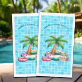 Palm Trees Pool Party Flamingo Serviette
