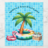 Palm Trees Pool Party Flamingo Weinetikett (Einzelnes Label)