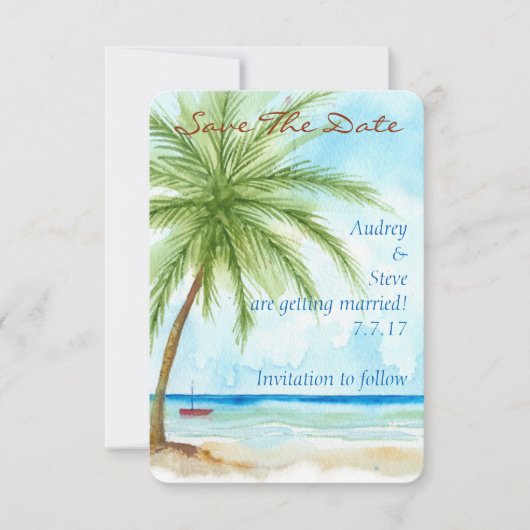 Palm Trees Save the Date Card (Vorderseite)