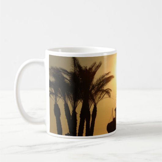 Palm Trees Ship Foto Weiße Tasse (Links)