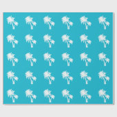Palm Trees Silhouette Muster Aqua Geschenkpapier (Flach)