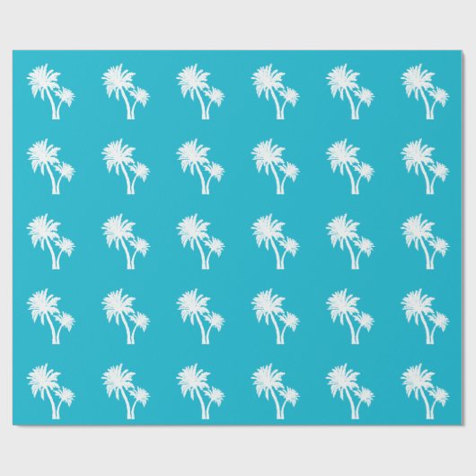 Palm Trees Silhouette Muster Aqua Geschenkpapier (Flach)