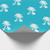 Palm Trees Silhouette Muster Aqua Geschenkpapier (Ecke)
