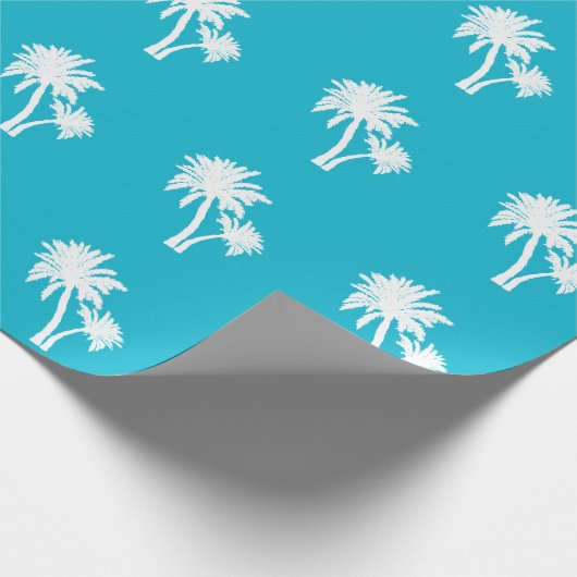 Palm Trees Silhouette Muster Aqua Geschenkpapier (Ecke)