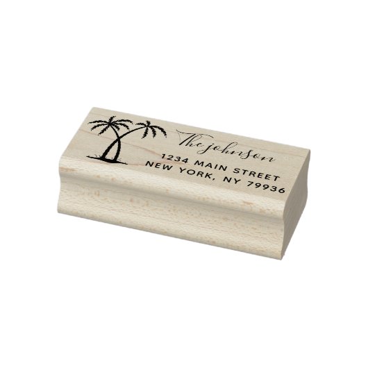 Palm Trees Skriptfamilie Name Rücksendeadresse Gummistempel (Stempel)