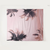 Palm Trees String Lights Pink Fotografy Background Wandteppich (Vorderseite (Horizontal))