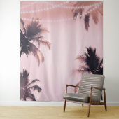 Palm Trees String Lights Pink Fotografy Background Wandteppich (Beispiel)