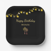 Palm Trees String Lights Tropical Birthday Party Pappteller (Vorderseite)
