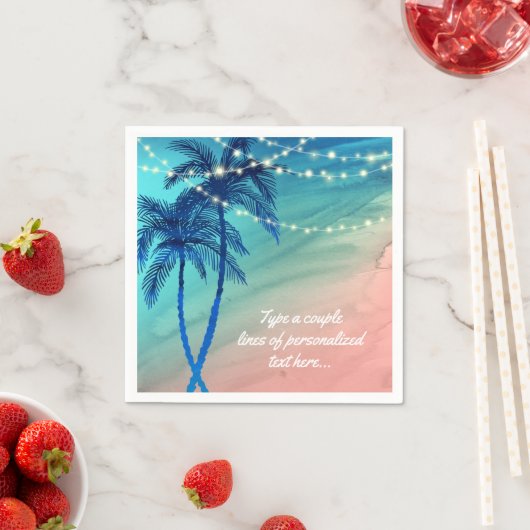 Palm Trees String of Lights Beach Wedding Napkins Serviette (Beispiel)