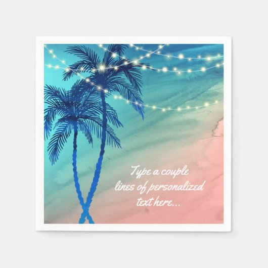 Palm Trees String of Lights Beach Wedding Napkins Serviette (Vorderseite)