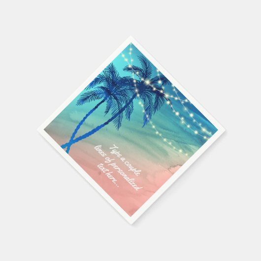 Palm Trees String of Lights Beach Wedding Napkins Serviette (Ecke)