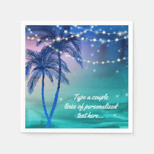 Palm Trees String of Lights Beach Wedding Napkins Serviette