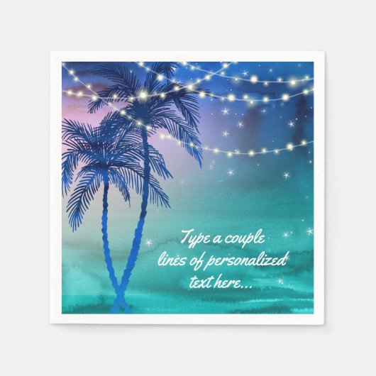 Palm Trees String of Lights Beach Wedding Napkins Serviette (Vorderseite)