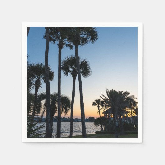 Palm Trees Sunrise Destin Florida Papier Napkin Serviette (Vorderseite)