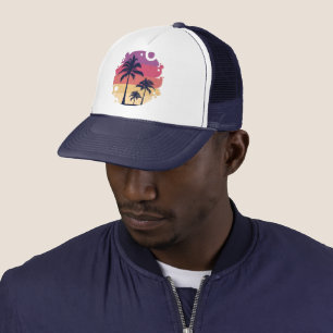 Palm Trees Sunset Logo Truckerkappe
