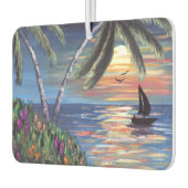 Palm Trees Sunset Ocean Painting Autolufterfrischer (Links)