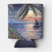 Palm Trees Sunset Ocean Painting Dosenkühler (Vorderseite)