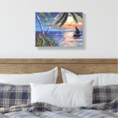 Palm Trees Sunset Ocean Painting Leinwanddruck (Insitu (Schlafzimmer))
