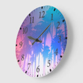 Palm Trees Sunset Wall Clock Große Wanduhr (Winkel)