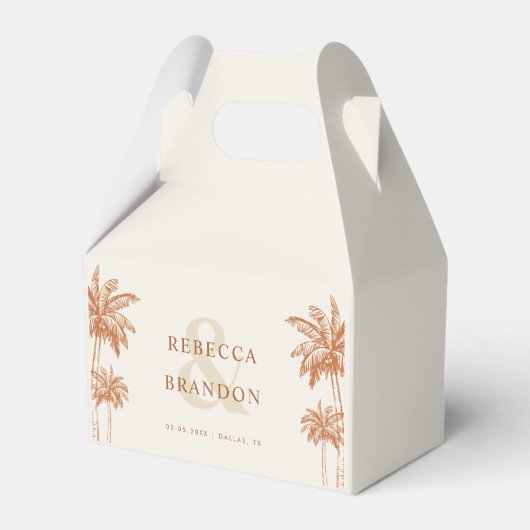 Palm Trees Terracotta Boho Beach Names Wedding Geschenkschachtel (Vorderseite)