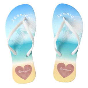 Palm Trees Tropical Beach Wedding Heart Bridesmaid Badesandalen