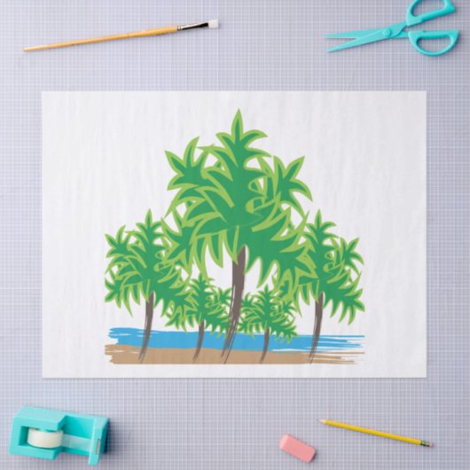 Palm Trees Tropical Island Beach Seidenpapier (Basteln)