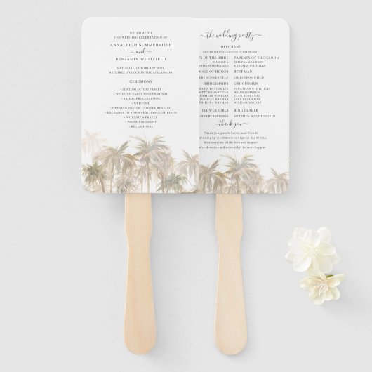 Palm Trees Tropical Modern Wedding Programm Fächer (Vorne und Hinten)