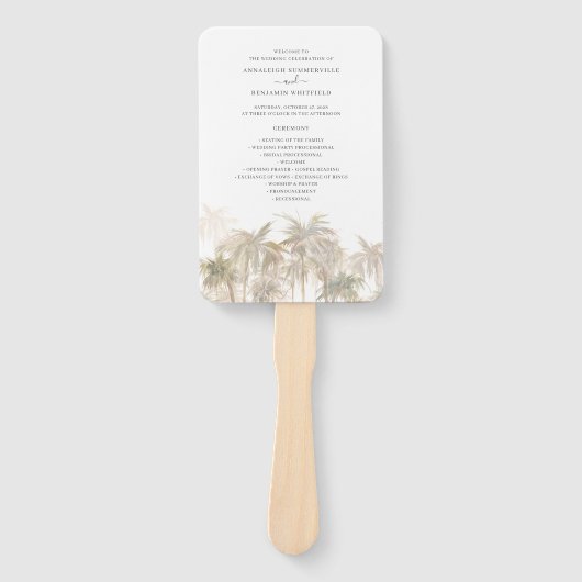 Palm Trees Tropical Modern Wedding Programm Fächer (Vorderseite)