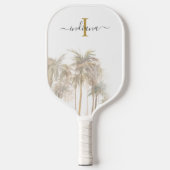 Palm Trees Tropical Monogram Name Script Pickleball Schläger (Vorderseite)