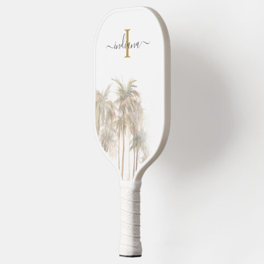 Palm Trees Tropical Monogram Name Script Pickleball Schläger (Links)