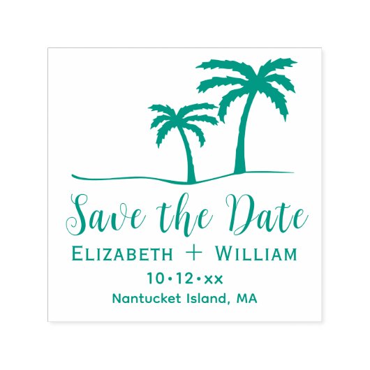 Palm Trees Tropical Save the Date Name Date Permastempel (Design)